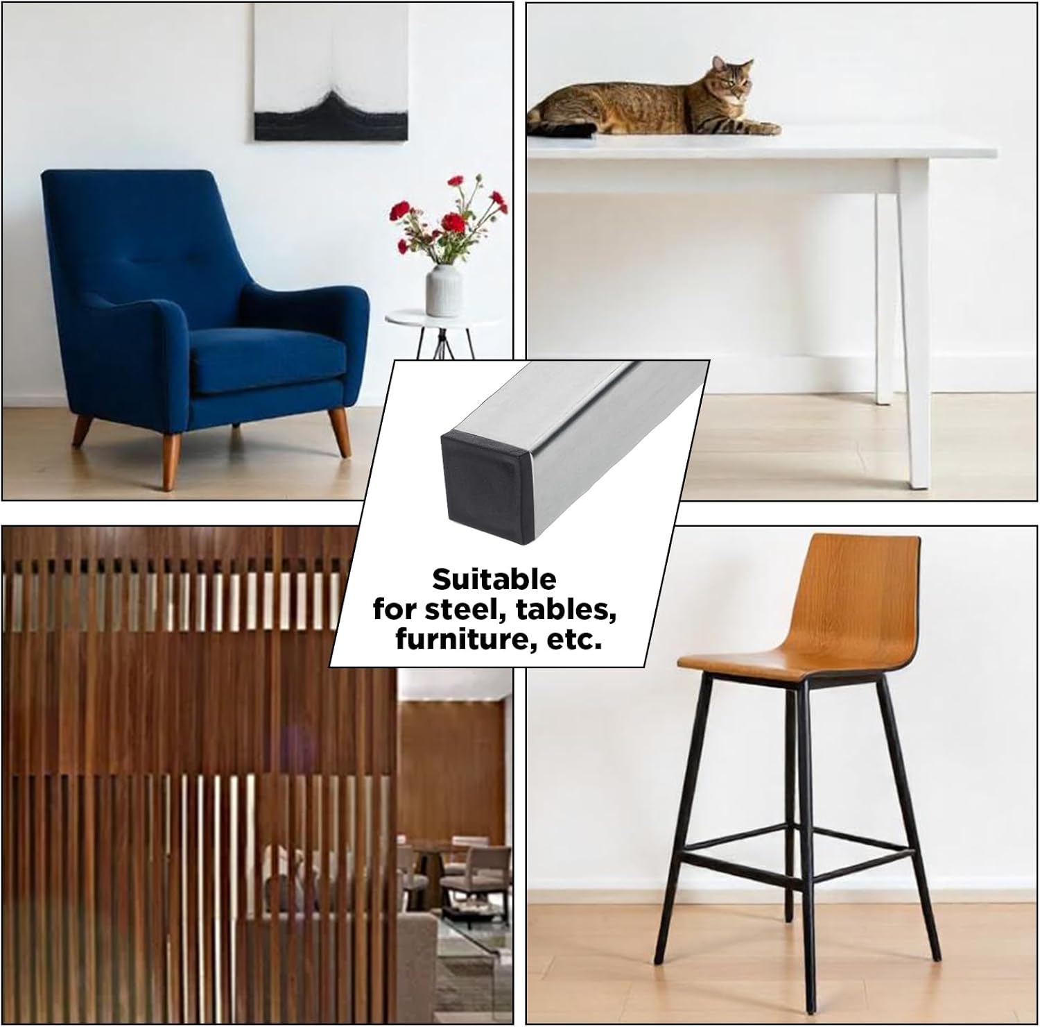 16 Pcs 1" Square Tubing End Caps, Square Tube Plastic Plugs Furniture Leg Insert Tube Plugs Black Chair Glide Finishing Plug for Fences, Chair Legs