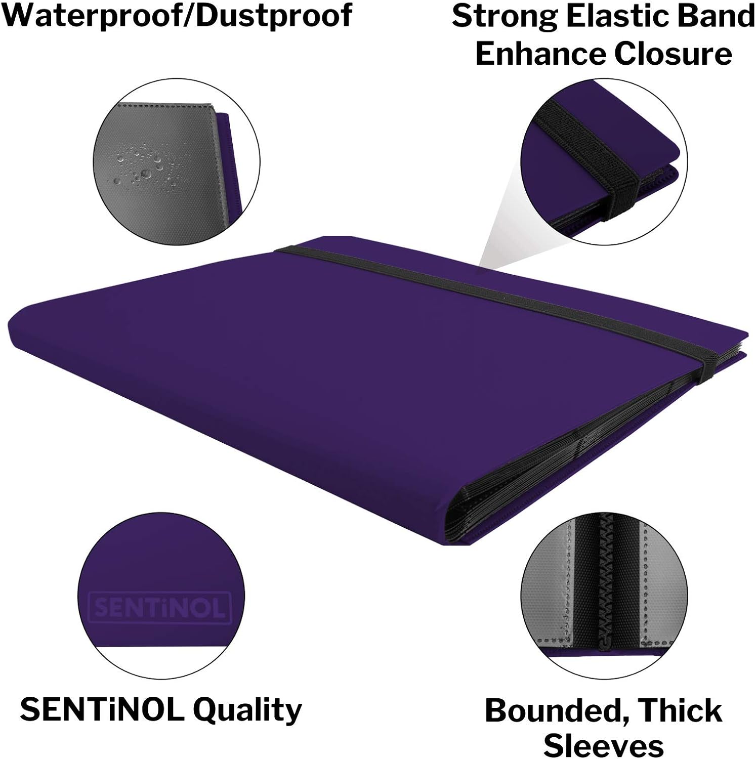 Sentinol Card Collection Binder 9-Pocket - Trading Card Binder Hold 360 Cards in Thick Sleeves, Binder for Cards of Pokemon, MTG, Sports Cards, Kpop Photos, Amiibo Cards, Mini Photos (Purple, 1 Pack)