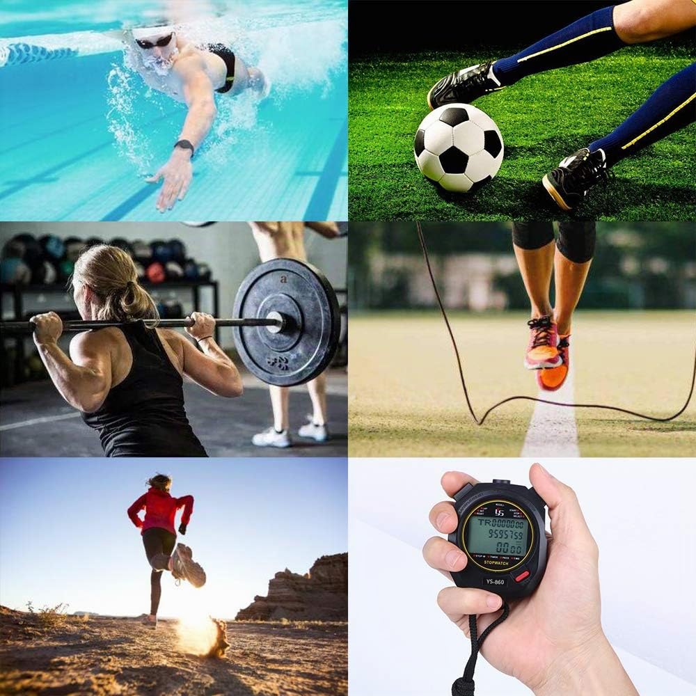 Cronómetro Deportes cronómetro Profesional Digital portátil 0.01 Segundo 60 Memoria Impermeable Cronómetro para Deportes al Aire Libre… Ys-860
