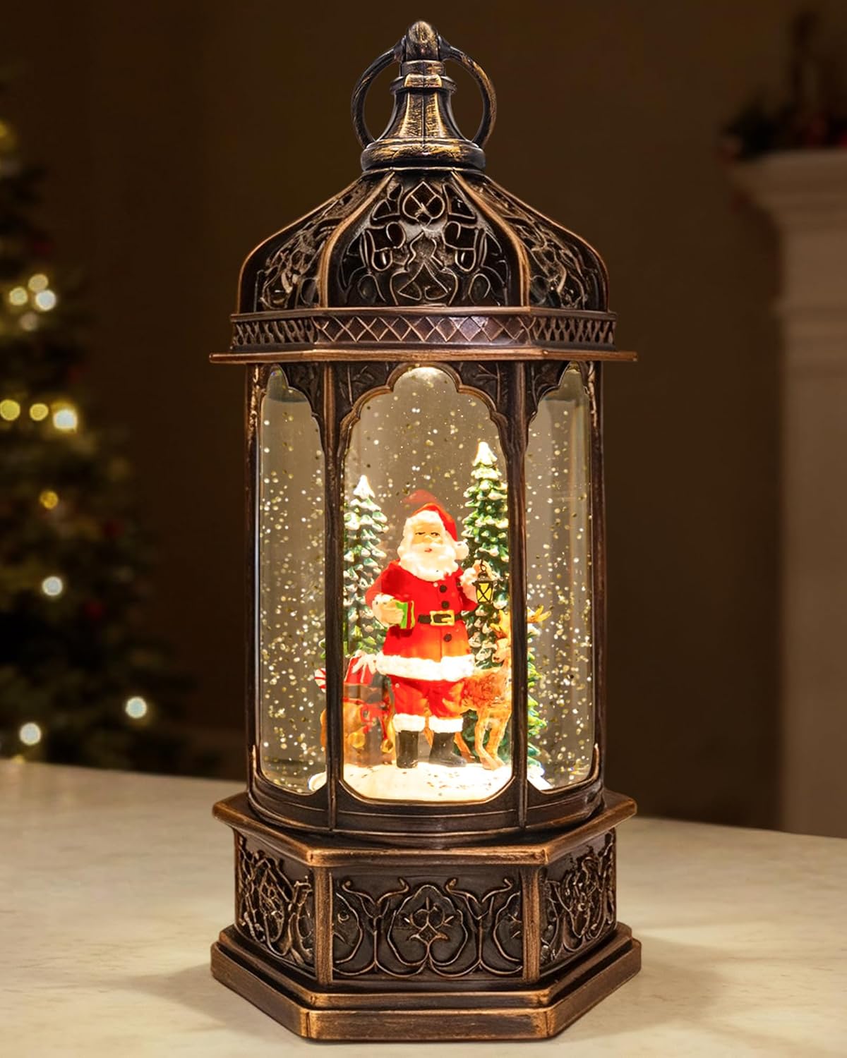 Large Christmas Snow Globes Light up Snowglobes Christmas Lantern with 8 Songs, 12.99" Snow Globes for Kids Adults, 6H Timer & Dual Power, Lighted Christmas Decorations Indoor Gifts for Women Men