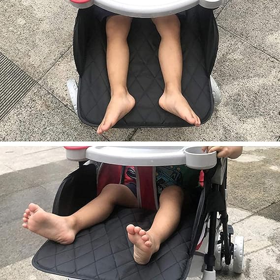 Universal Stroller Footrest Extension, Extended Seat Baby Stroller Footrest, Adjustable Leg Rest Extension Foot Rest Detachable Mat Footmuff Cover, 13.78x11.81 Inch (Black)