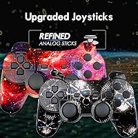 Vista 2 de Wireless Controller for PS-3 Motion Sense Double Vibration Upgraded Gaming Remote for Play 3 with Charging Cord (Black and Red)