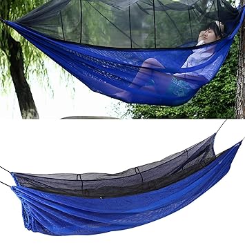 Outdoor Hammock, Portable Hiking Hammock Load?Bearing Upgrade Breathable for Outdoor for Camping(Blue)
