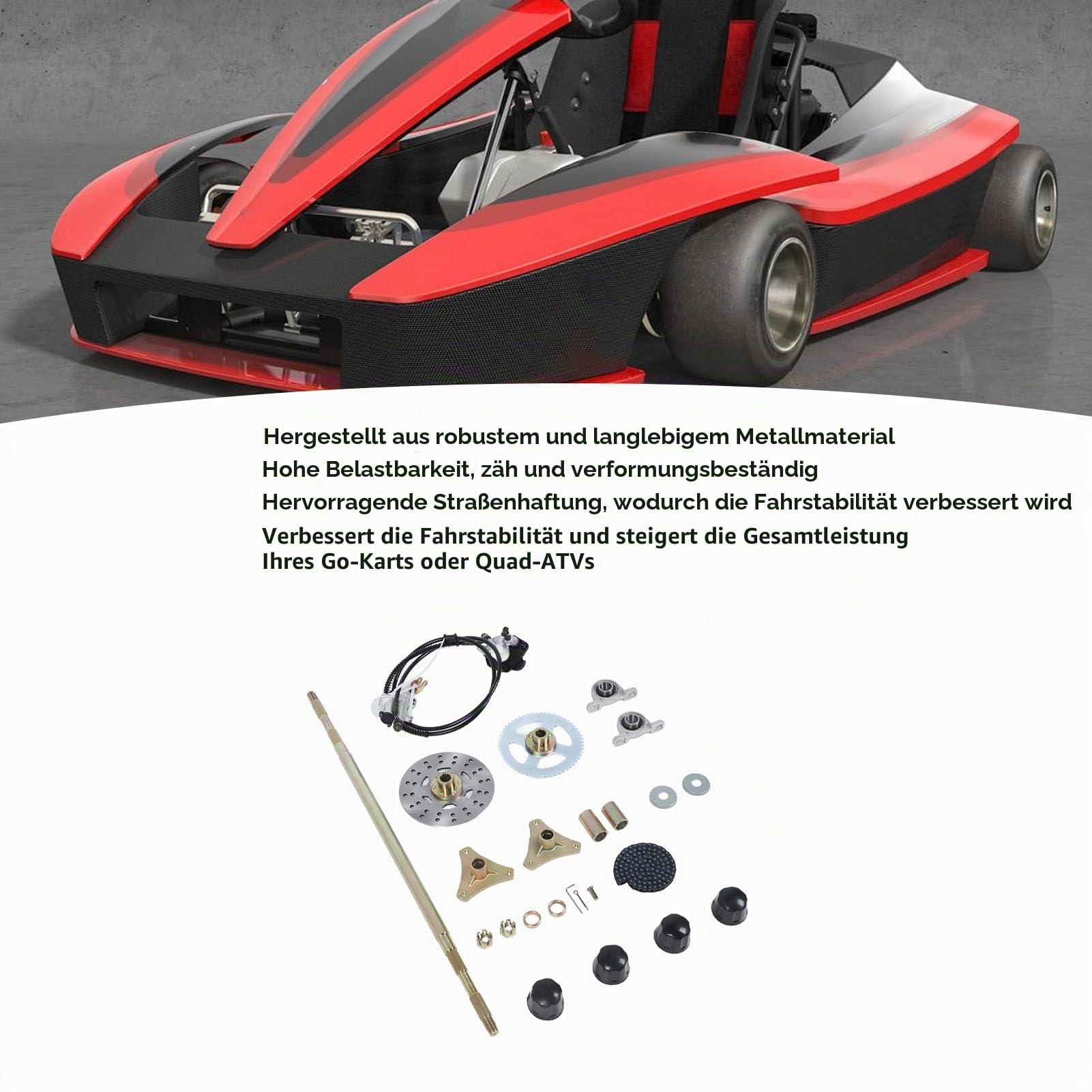 29 Zoll Go Kart Hinterachsen Montagesatz, Hinterradachswelle, Komplette Kettenradkette, Bremsscheiben-Bremssattel, Radnaben Als Ersatz für 50 Cc, 70 Cc, 90 Cc ATV-Quads