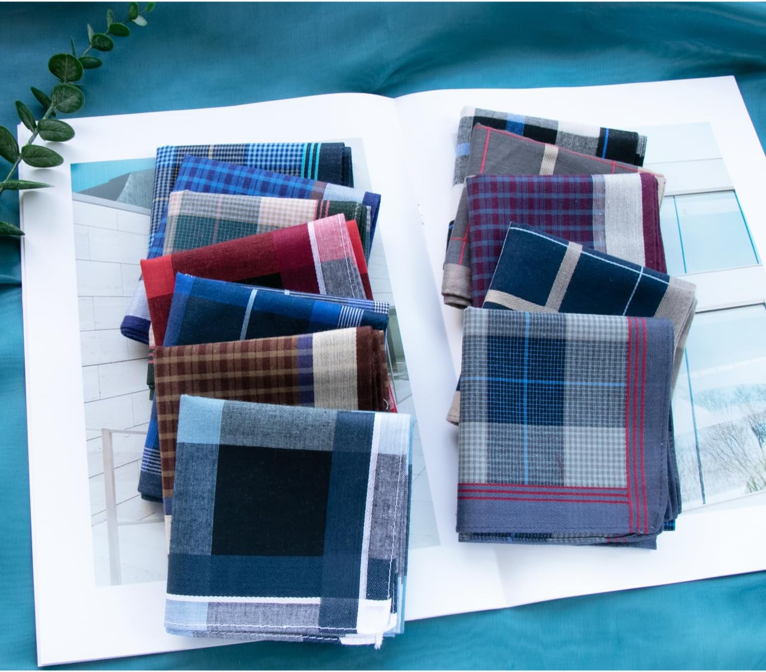 Assorted Men's Handkerchief Plaid 100% Cotton Handkerchiefs Soft Hankies