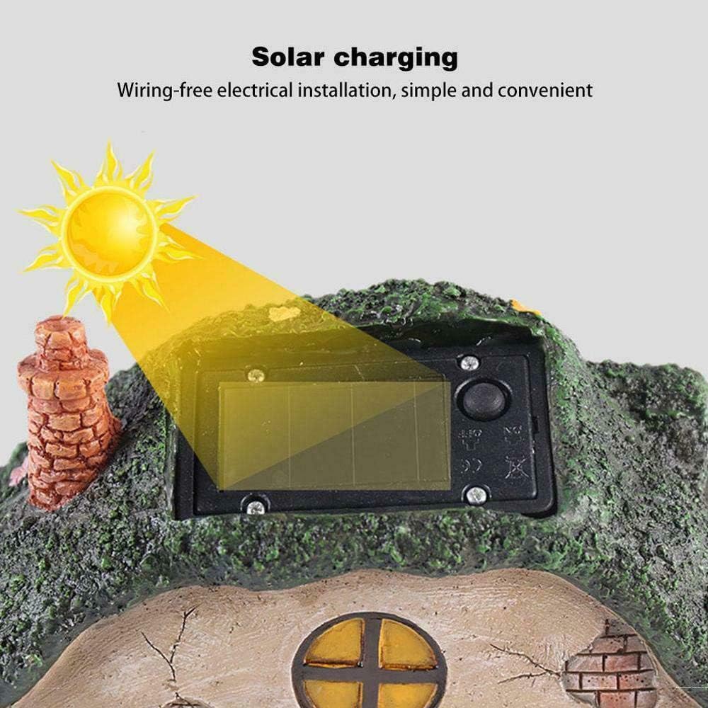 8" Fairy House Garden Statue, LED Lawn Yard Light Outdoor Garden with Solar Powered Decor Cottage Figurines for Outdoor Home Yard Decor
