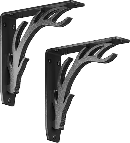 Starby Elk Lodge Antler - Soportes de acero resistente para chimenea de chimenea, estante flotante, soporte de encimera, cabaña de troncos, soldado