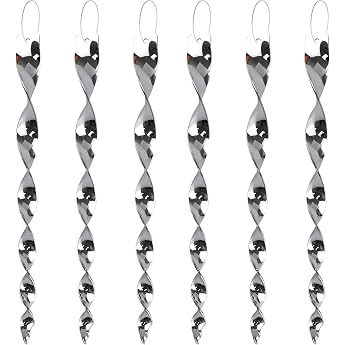 Bird Deterrent Sticks Silver Hanging Plastic Bird Repellent Wind-Powered Rotation Reflective Scaring Sticks for Keeping Birds Away from House Windows Outdoor Garden Yard Pack of 6
