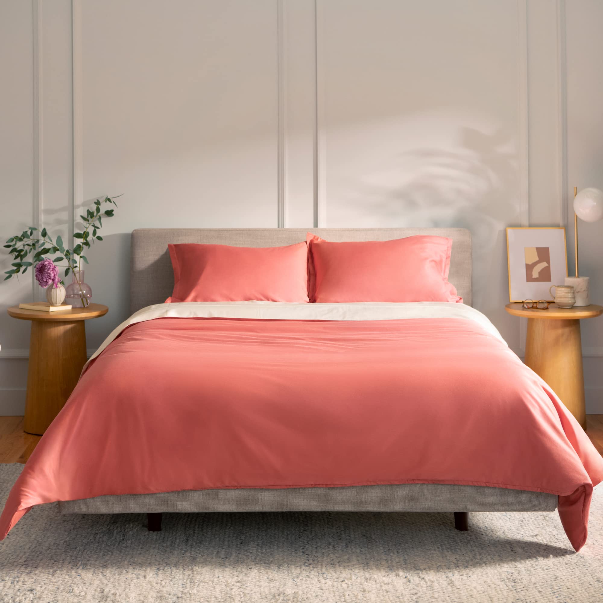Housses de couettes en coton supérieur coloris Rose du désert chic
