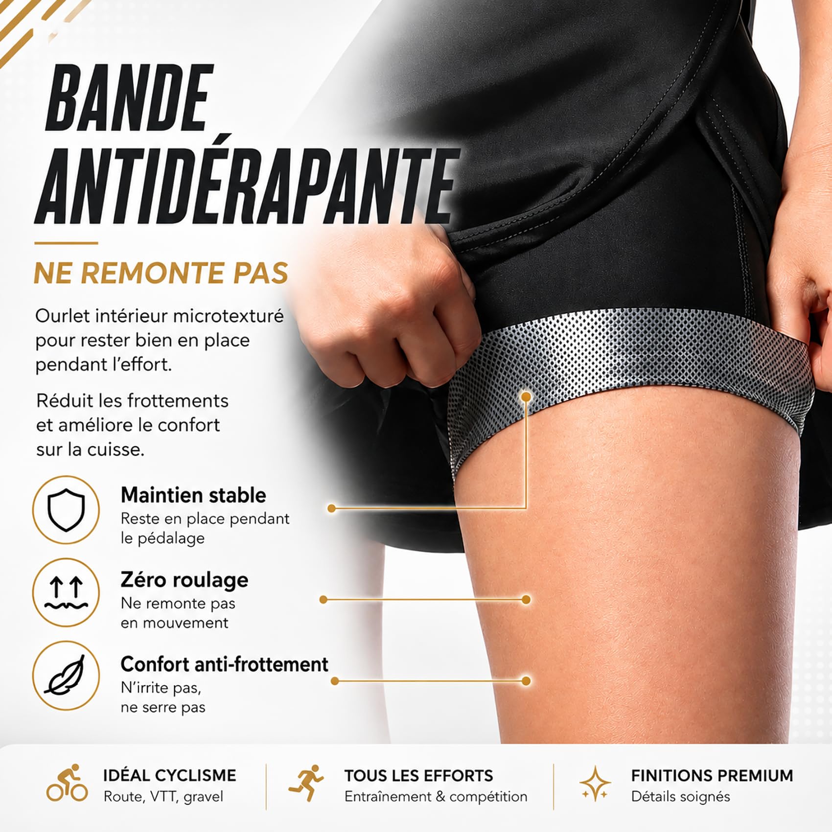 Cuissard Vélo Femme 2 en 1 Jupe Short Cyclisme avec Rembourrage Gel 5D, Taille Haute, Poche Intérieure, Antichoc Respirant Été