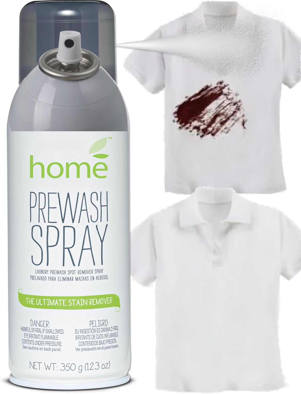 Laundry Prewash Spray Aerosol 12.3 Oz,Powerful Ultimate Tough Stain Remover for Favorite Color-Fast Fabric & White Shirts/Clothes w/o Scrub/Soak,Get Rid of Grease/Ink/More w. Right Amount Controlled