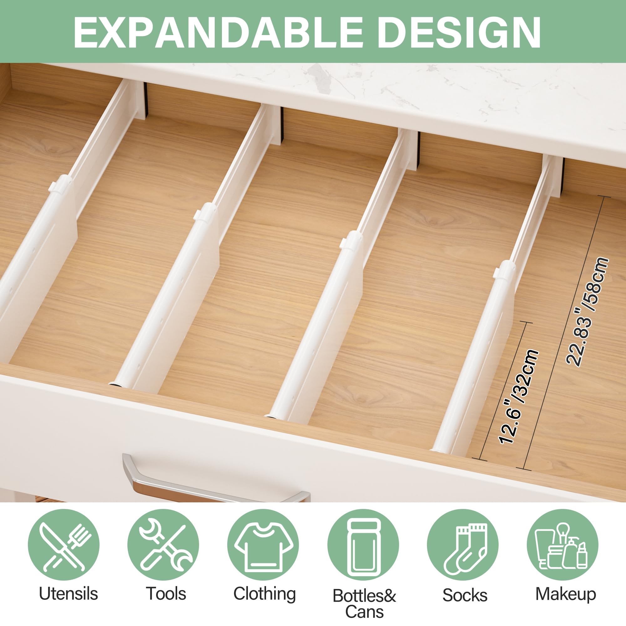 SONGMICS Set Di 8 Divisori Per Cassetti, Organizzatori Per Biancheria Intima Pieghevole, Per - Foto 5