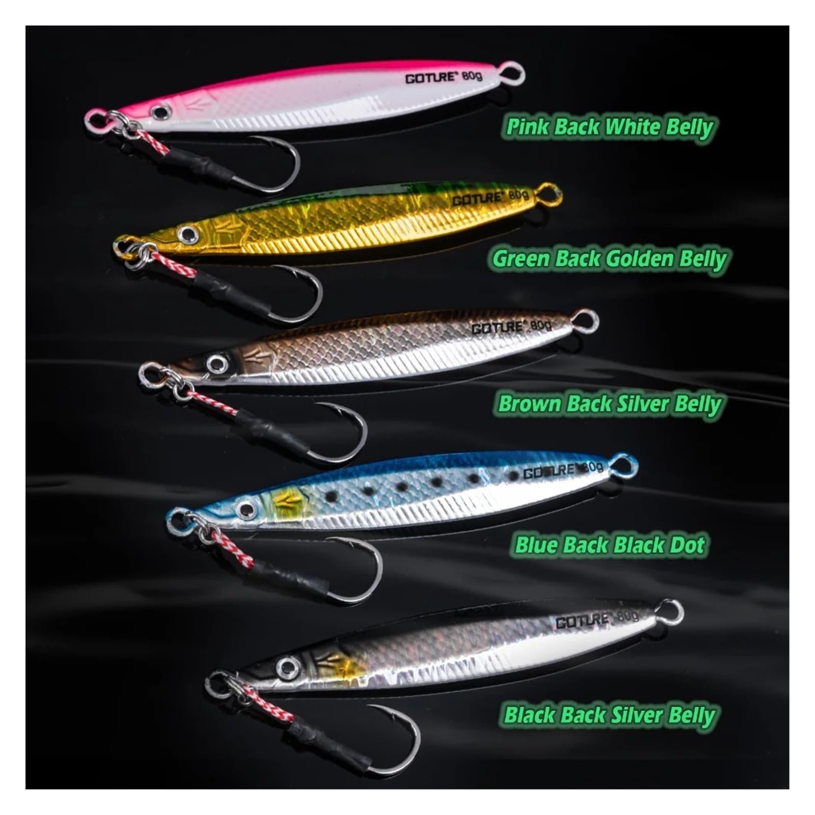 Leurres de Pêche 5 pièces en métal moulé Jig leurre de pêche Ensemble mer gabarits appât Dur 80g/150g/200g for la pêche au Bar en Eau salée appât Artificiel Leurres de Traîne