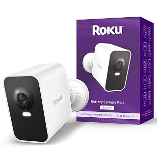 Roku Battery Camera Plus for Home Security - New 2025 Weather-Resistant Outdoor & Indoor Wireless Camera & Pet Monitor with 1080p HD & Two-Way Audio - 4X Rechargeable Battery Capacity - Amazon product rated Grade A