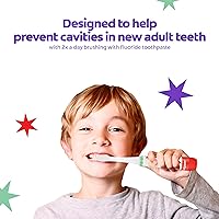 Vista 4 de Colgate Advanced Cavity Fighter - Cepillo de dientes con batería para niños, incluye batería AA y cabezal de cepillo de dientes extra, cuenta