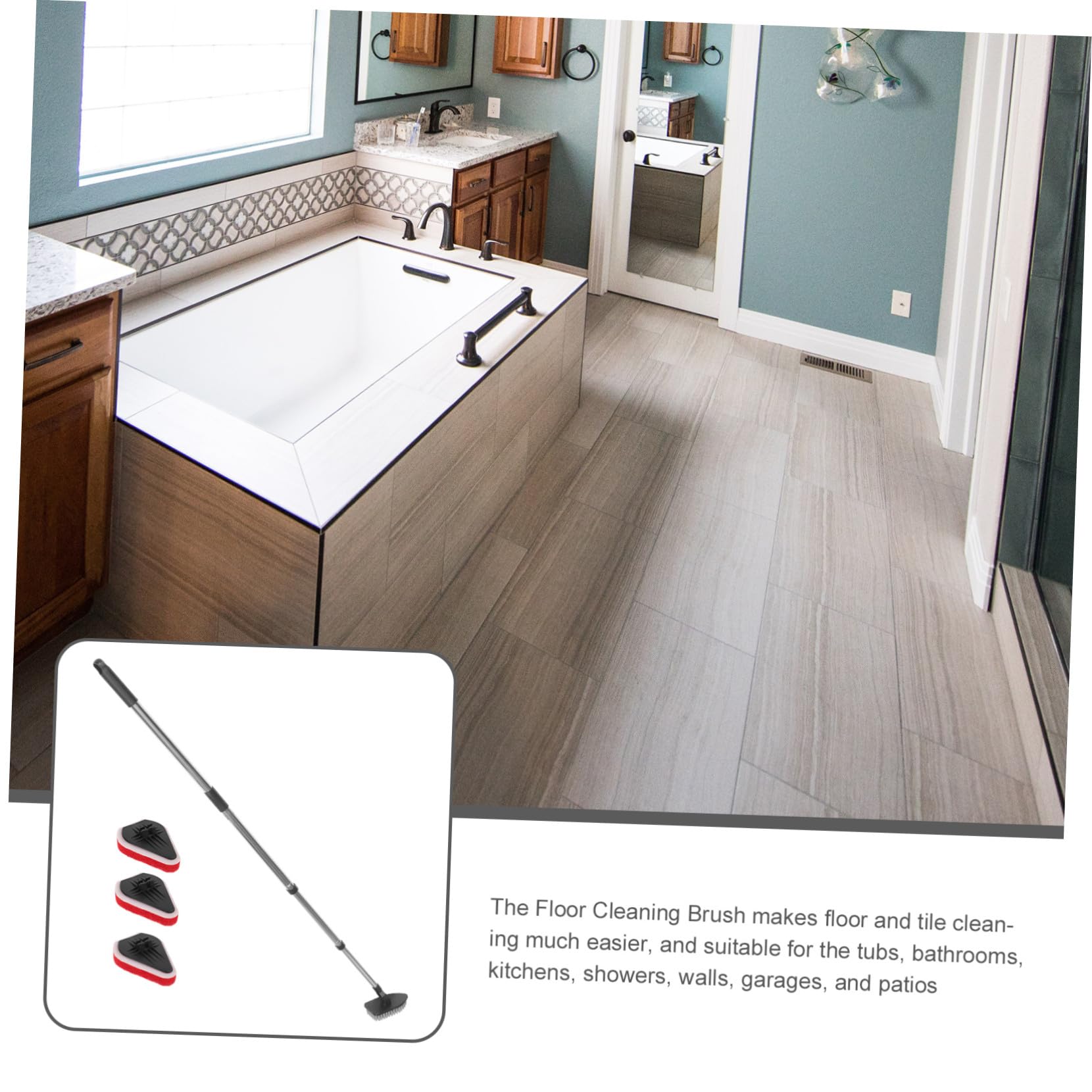 Cepillo de Limpieza Multiusos para Fregar Suelos de Baño con Mango Extensible para Suelos de Ducha y Juntas Cepillo Fregador de Baño