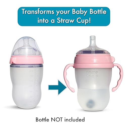 Miniatura 4 de Kit de conversión de vaso con pajita para biberones Comotomo  2 unidades  con pezones superiores de popote de silicona suave, bola de popote con