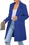 PRETTYGARDEN Women's Fall Long Blazer Jackets Long Sleeve Lapel Pockets Loose Fit Work Casual Blazers Outerwear