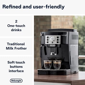 De'Longhi Magnifica S, Automatic Bean to Cup Coffee Machine, Espresso and Cappuccino Maker, ECAM22.110.B, 1.8 liters,Black & Softballs, 2 bags, balls prevent the formation of limestone water