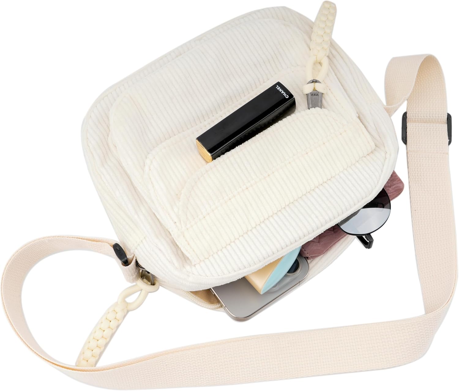 Small Cute Corduroy Crossbody Bag Mini Shoulder Bag Handbags Purse with Zipper Pocket - Image 3