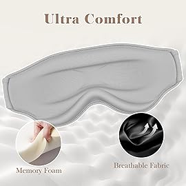 Fygrip 3D Eye Mask Sleep Mask for Men & Women, 100% Pressure-Free & Light Block-Out Eye Mask for Sleep with Easy Adjustable Strap, Night Eye Cover for Travel, Grey