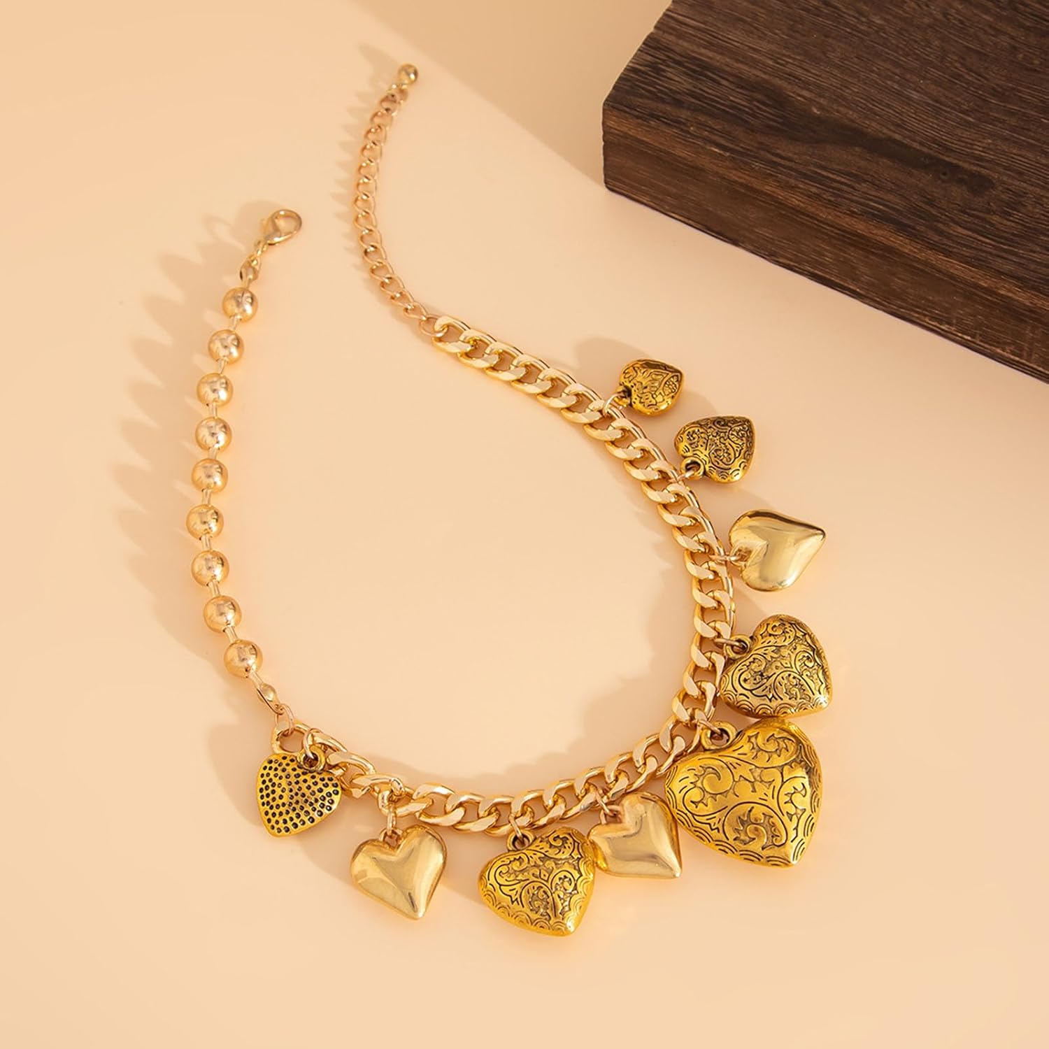 Chunky Heart Necklace Gold Plated Chunky Statement Necklace for Women Big 3D Heart Pendant Necklaces Trendy Jewelry Birthday Gift - Image 5