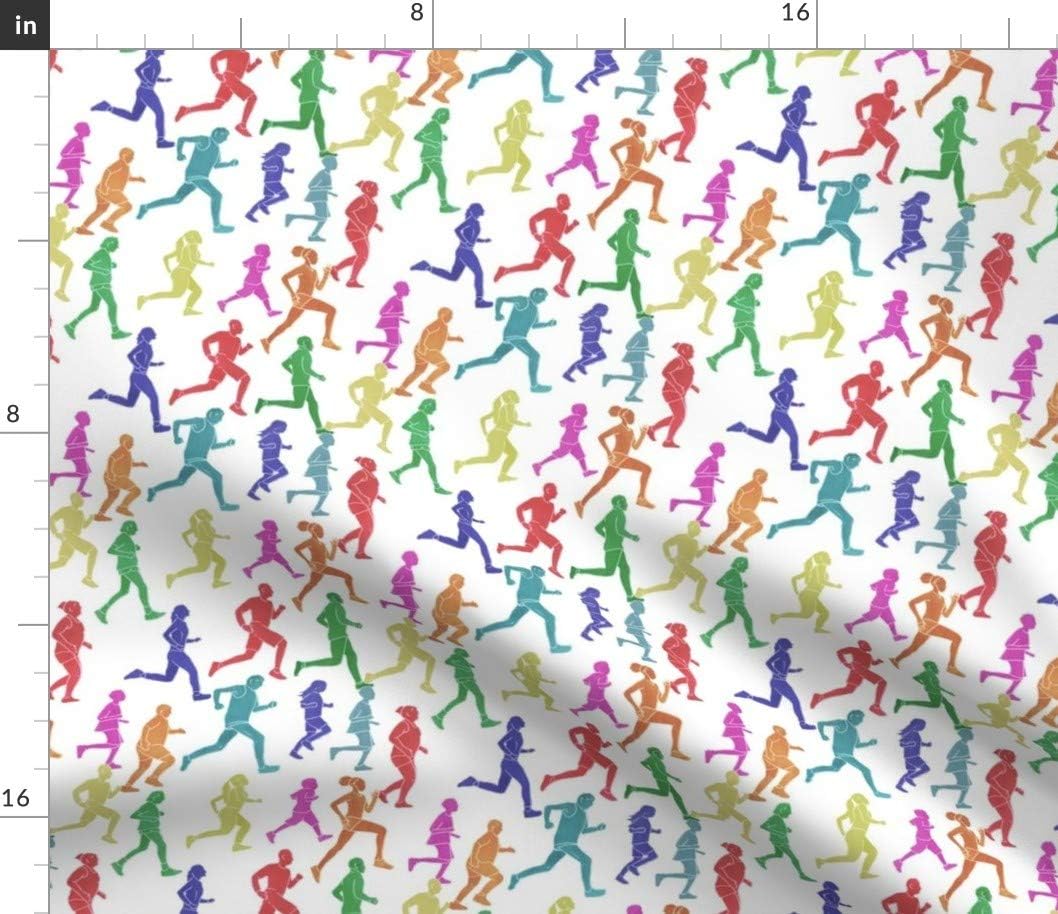 Spoonflower Fabric - Rainbow Runners Running Marathon Race Womens Sports Printed on Petal Signature Cotton Fabric by The Yard - Sewing Quilting Apparel Crafts Decor