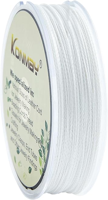 KONMAY 0.40mm 58lb White Strong Beading Thread for Jewelry & Gemstones | Extra-strong, low-stretch thread for gemstones, layered strands, suncatchers, dream catchers&wind chimes