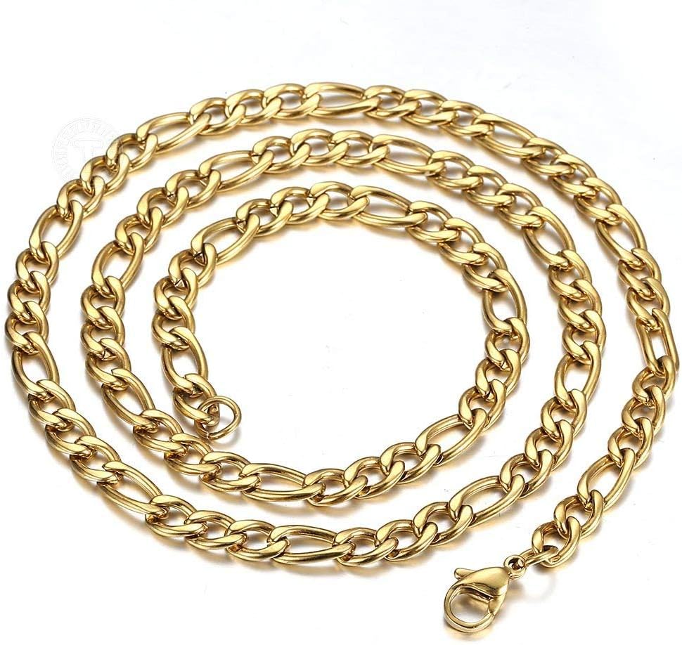 Trendsmax 5mm Figaro Chain Necklace Gold Plated Stainless Steel Figaro Chain for Men Women 18-24inch - Image 4