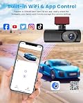 Dash Cam 4K Front, Ultra HD Dash Camera for Cars, 1.47''IPS Screen Mini Car Camera with APP Control, Built-in Wi-Fi & G-Sensor, 24H Parking Mode, Night Vision, WDR, Loop Recording, Support 256GB Max
