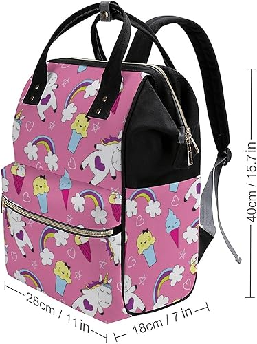 Miniatura 2 de Bolsa de pañales de unicornio con diseño de arcoíris para mujer, gran capacidad, impermeable, mochila de viaje para computadora portátil