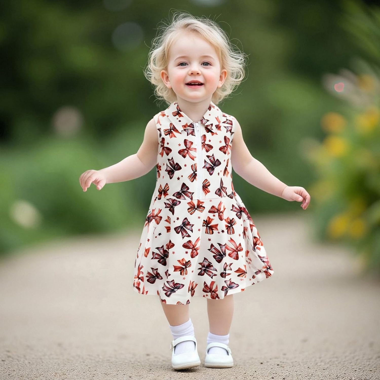 Little Girls Back to School Outfit Toddler Lapel Pencil Book Print Polo Dress Cute Zipper A Line Tank Dresses