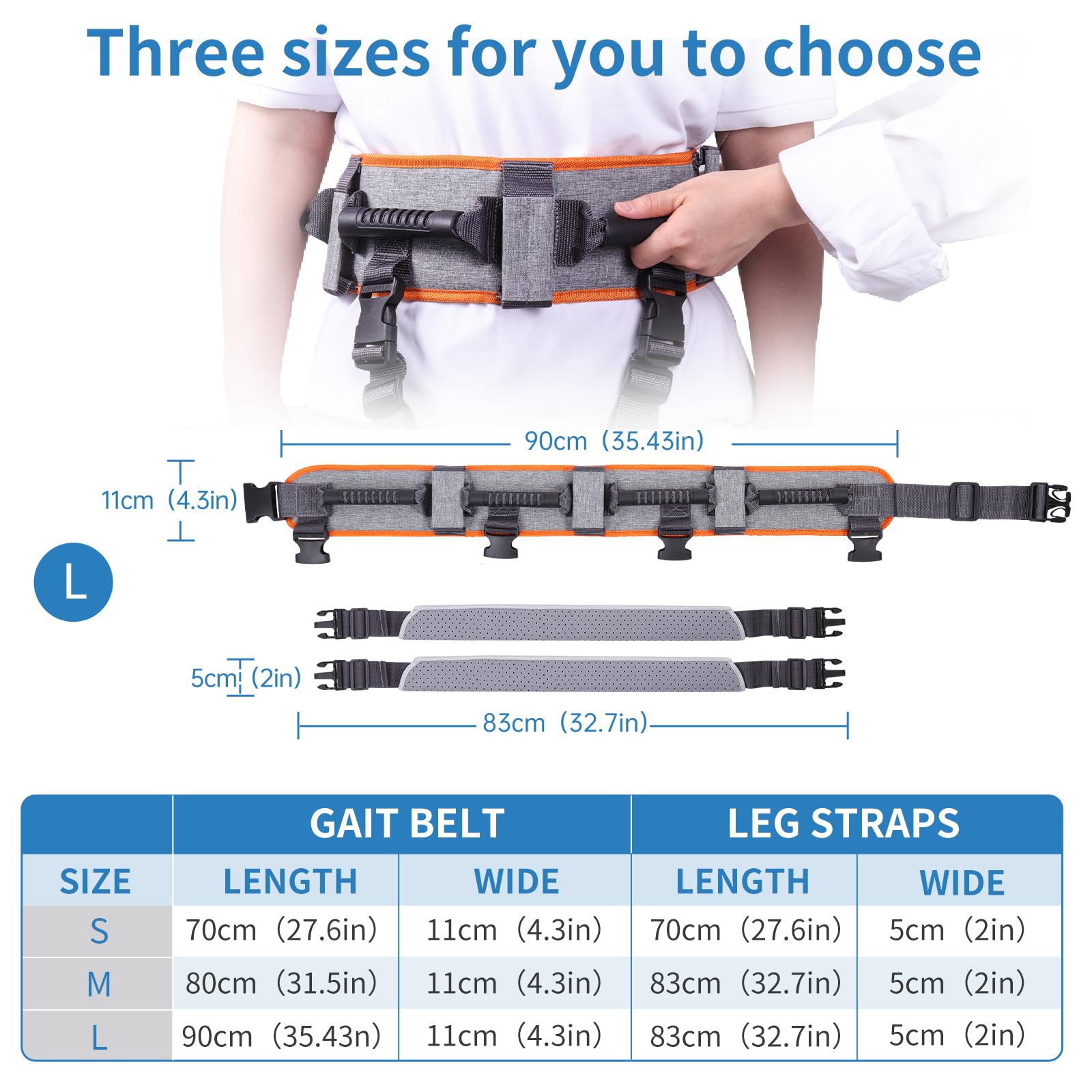 lefeke Gait Belt Transfer Belt for Seniors with 7 Handles