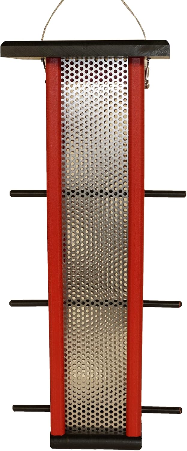 Tall Finch Hanging Poly Bird Feeder (Black & Lemon Yellow, Screen)