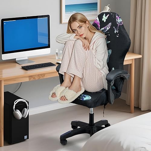 Miniatura 4 de Fundas para sillas de juegos, impresión 3D, de una pieza, ajuste universal, funda de asiento para silla de juegos con reposabrazos (color estilo 5)