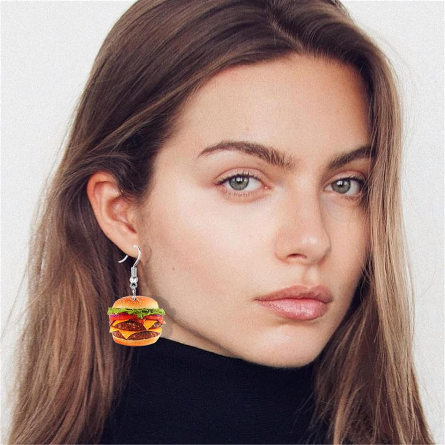Dreuyet Funning Imitation Food Earrings for Women Acrylic Creative Vivid Tacos Chips Cookies Hamburger Shrimp Dangle Drop Earrings image 2