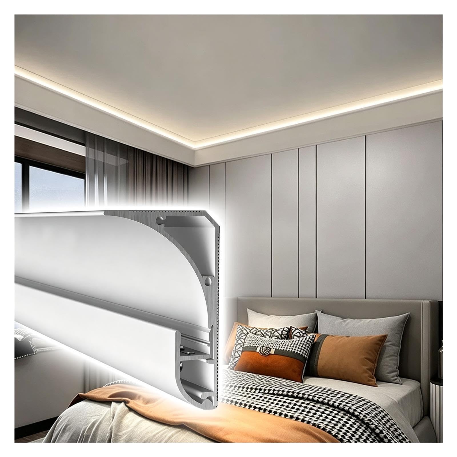 Profilo LED Con Diffusore Per Striscia LED Soffitto Camera Bianco