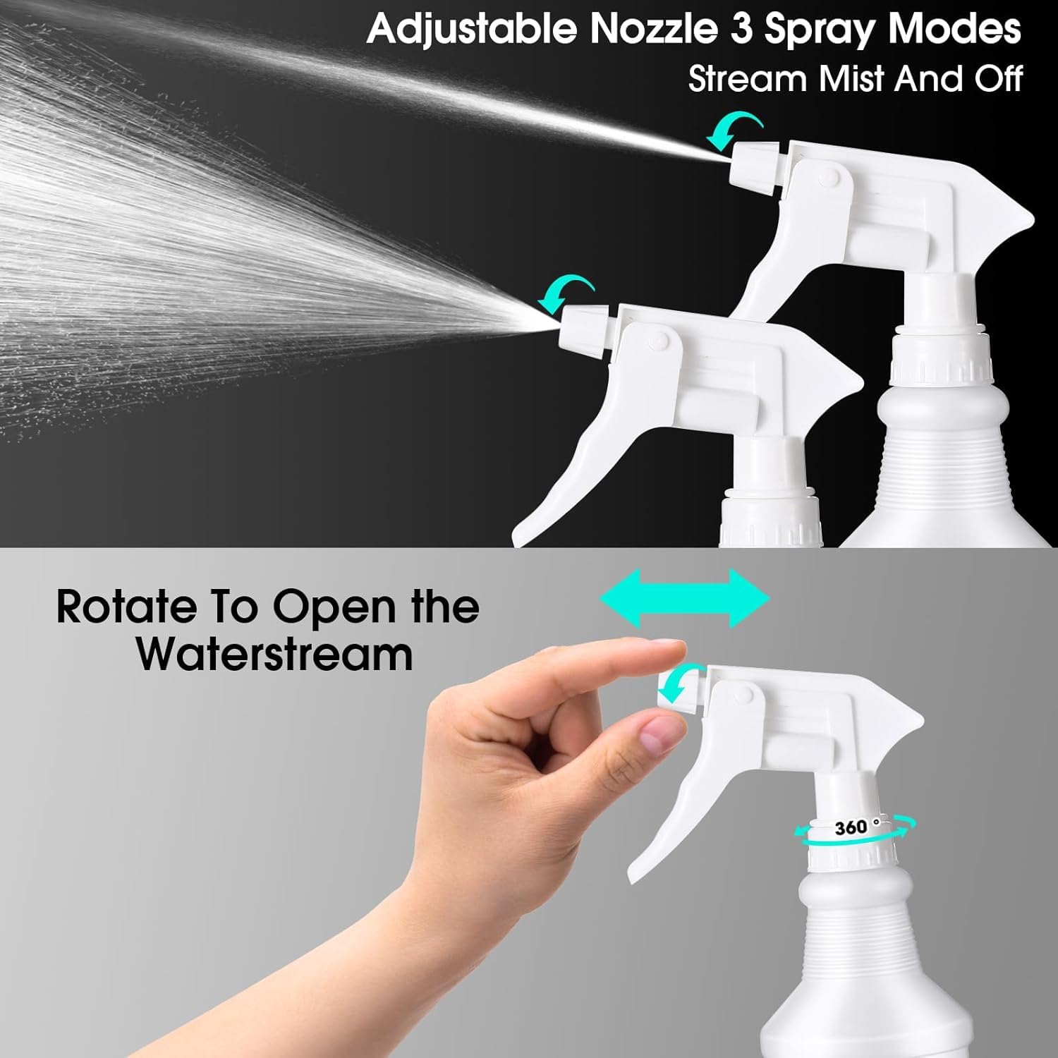 Yinder 18 Pcs 16 Oz Plastic Spray Bottle Bulk for Cleaning,White image 4