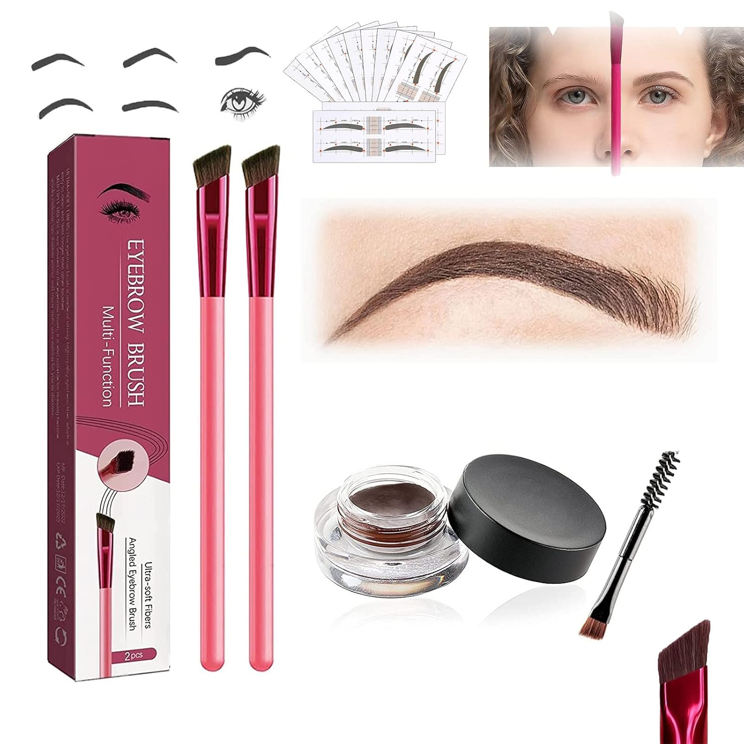 4D Hair Stroke Brow Stamp Brush,Eyebrow Hair Stroke Brush