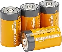Amazon Basics D Cell Batteries 4-Pack: 1.5V Alkaline, 5-Year Leak-Free Shelf Life, Long-Lasting Power for Clocks, Flashlights & Toys