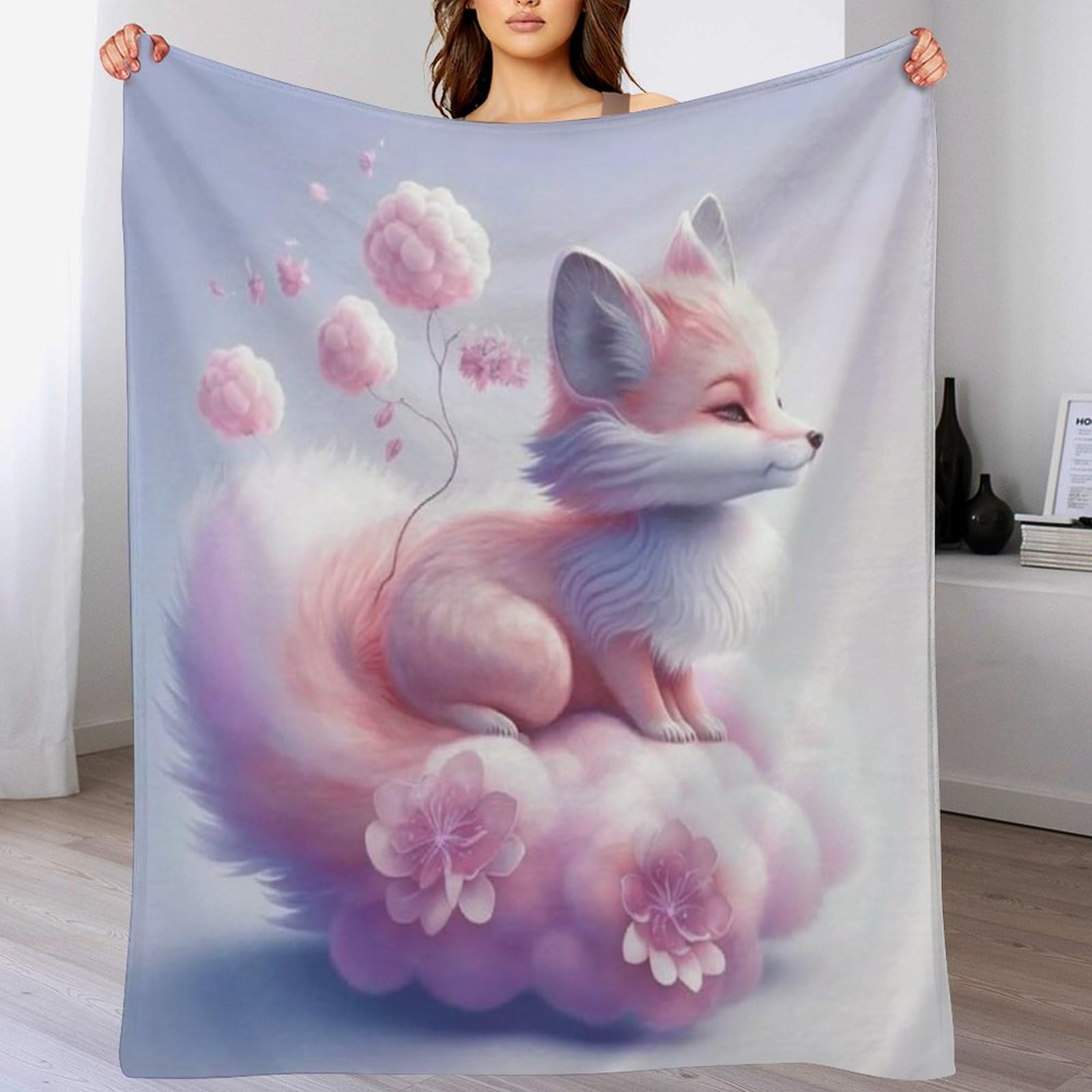 Couverture renard en flannel douce pour lit et canapé enfant adulte 140x180cm