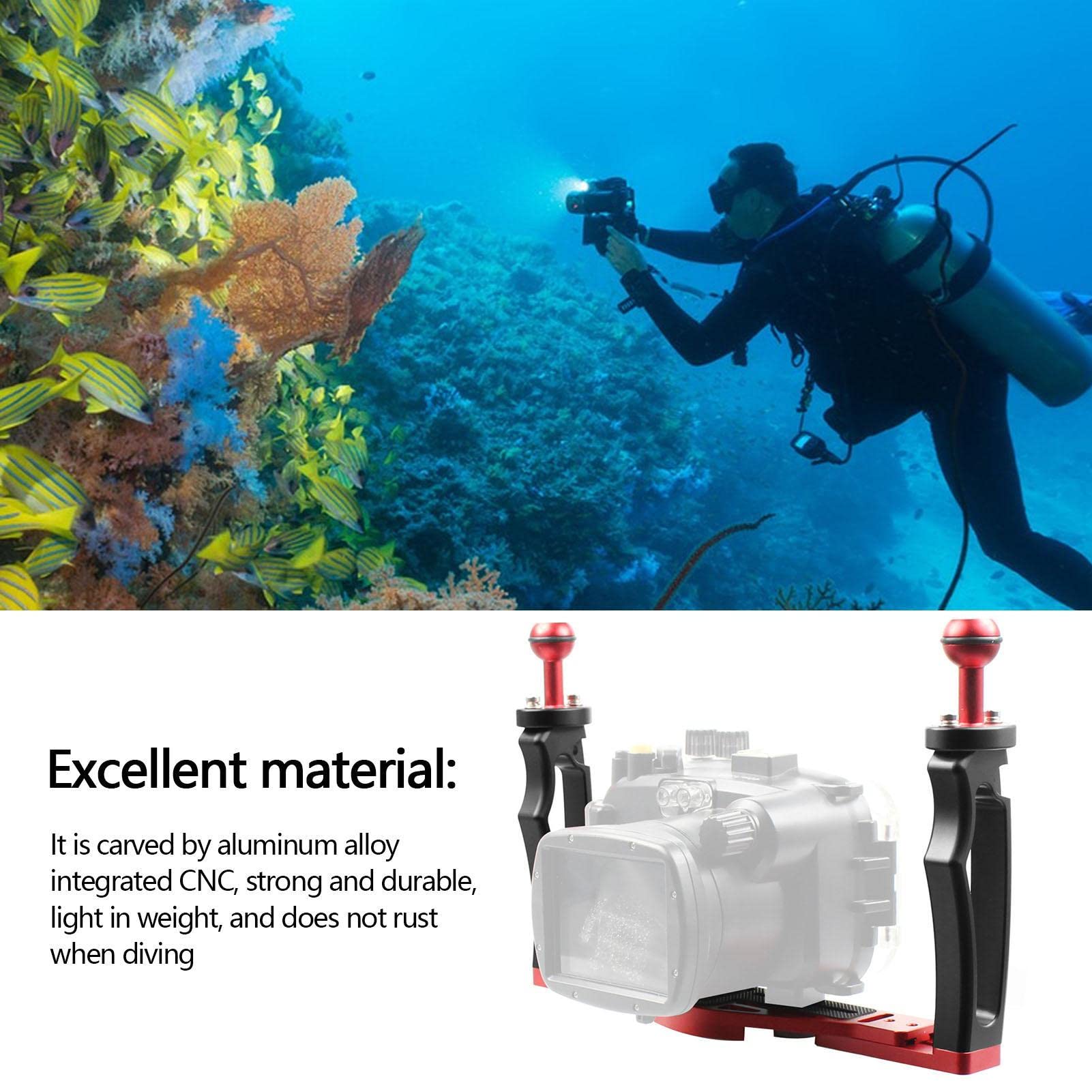 delr cámara subacuática, accesorio de cámara de buceo impermeable, bandeja estabilizadora luz de vídeo ajustable con doble asa para carcasa de cámara, bandeja para cámara