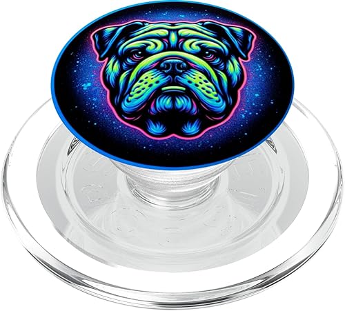 Miniatura 7 de Vibrante Bulldog Inglés Blacklight Art PopSockets Standard PopGrip