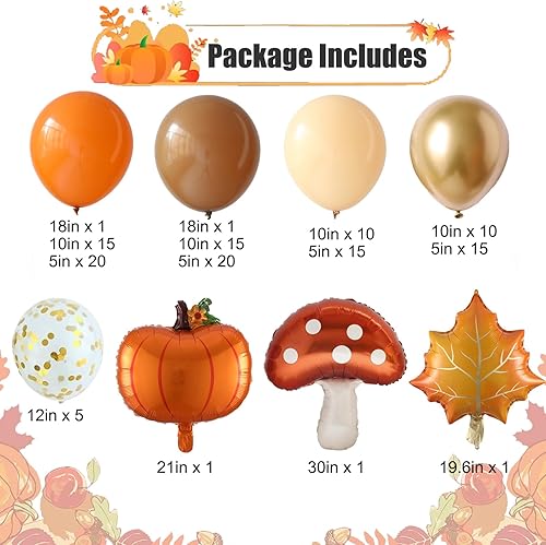 Miniatura 9 de Kit de arco de globos de calabaza de otoño, 129 piezas de decoración de baby shower, guirnalda de globos para primer otoño, calabaza, cumpleaños,