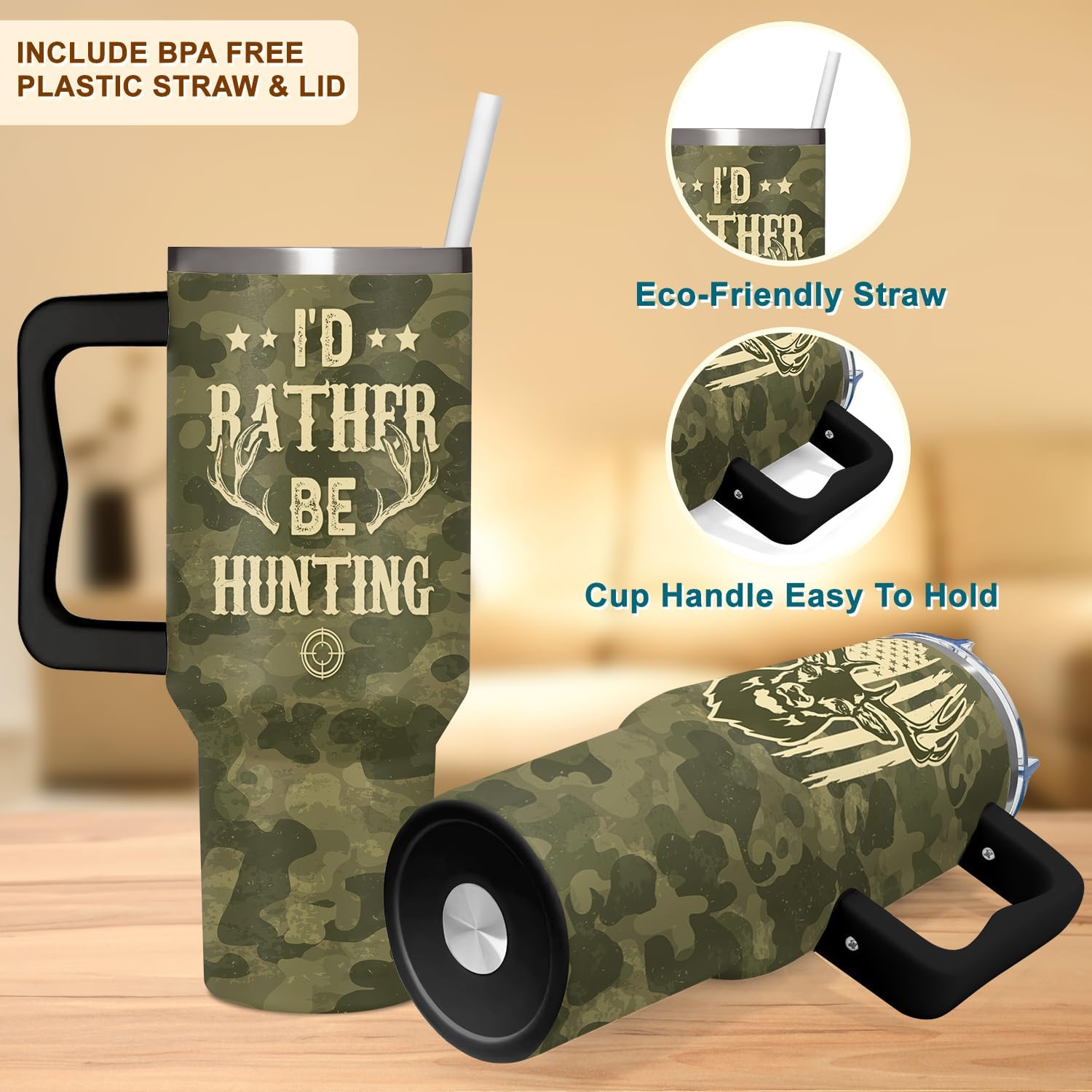 Hunting Gifts For Men, Fathers Day, Birthday, Christmas Gift For Hunters, Cool Dad Gift From Son, Daughter and Wife, Hunting Tumbler 40oz With Handle - Image 5