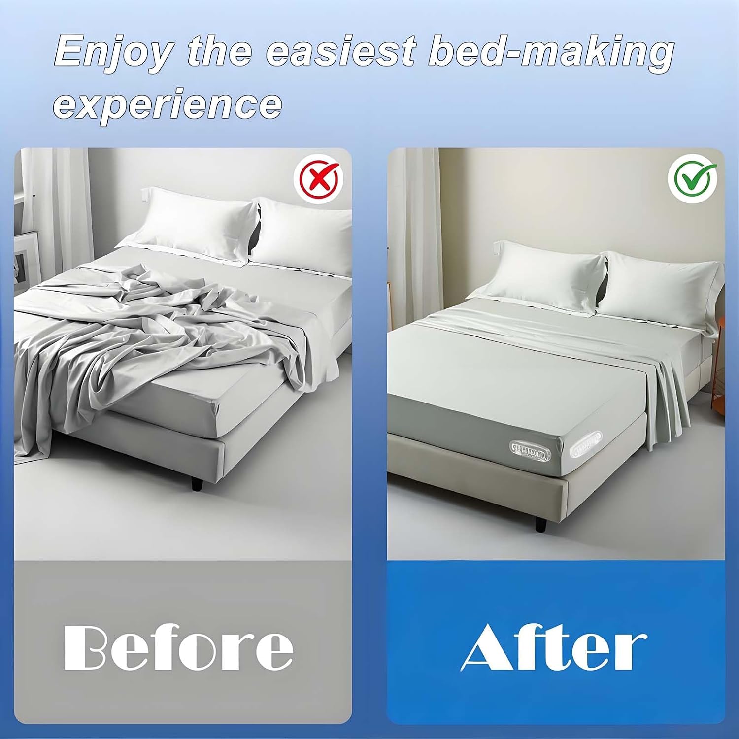 Bed Sheet Holder for Corners Mattress Sheet Corner Holders Grippers - Heavy Duty ABS Plastic Lock System, Keep Fitted Sheets Firm & Tight on Mattress , Universal Fit for All Bed Sizes 4Pcs Set Locks