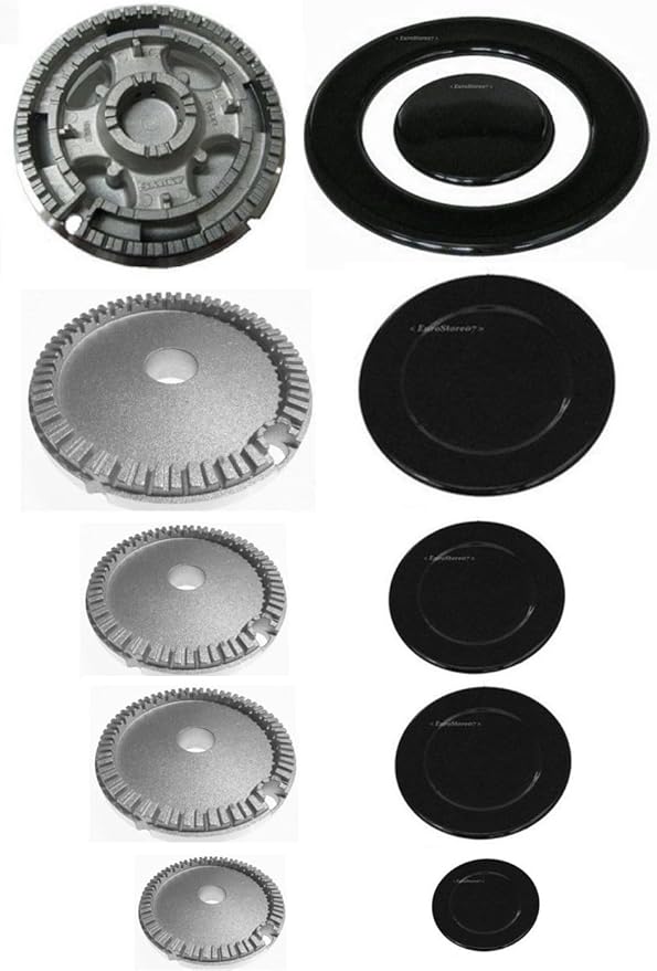 Kit Ricambio Fornelli E Griglie Per Piano Cottura Franke 4 Fuochi - Corona Tripla + Grande + Medio + Piccolo + 3 Griglie