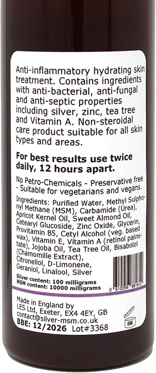 Silver-MSM Seb Derm Lotion with Australian Tea Tree 100 ml | For skin prone to seborrheic dermatitis