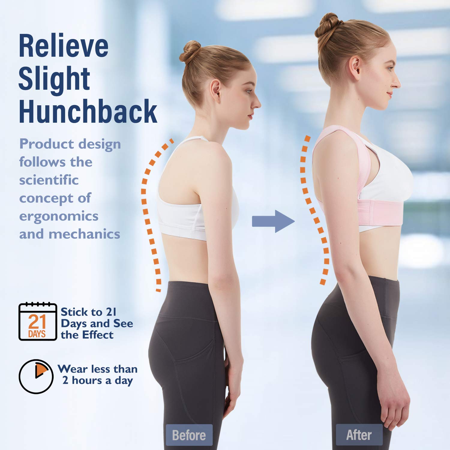 Vicorrect Posture Corrector for Women and Men, Adjustable Upper Back Brace for Clavicle Support and Providing Pain Relief from Neck, Shoulder, and Upper Back (L/XL)