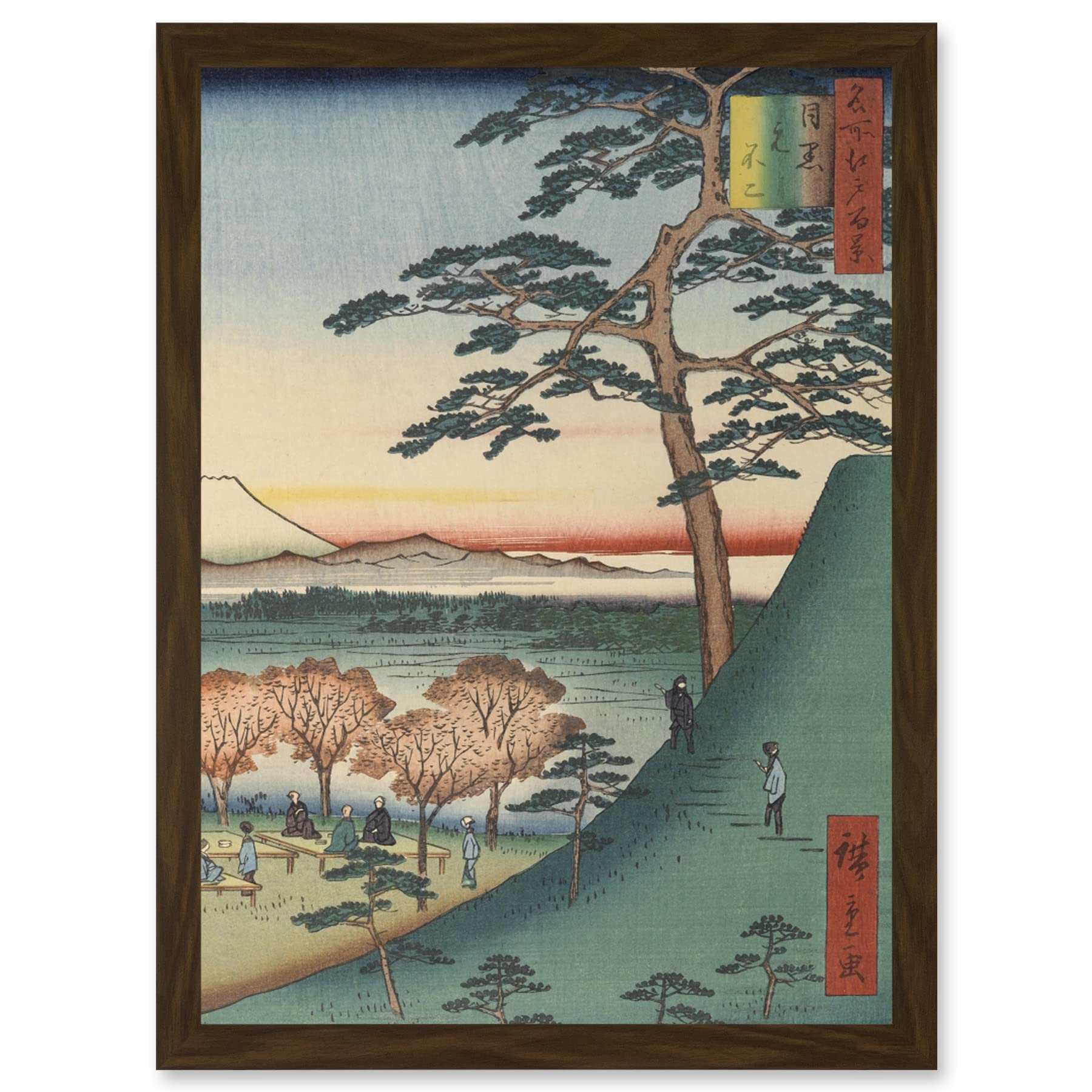 Artery8 Original Fuji Meguro Views of Edo Hiroshige Woodblock A4 Artwork Framed Wall Art Print